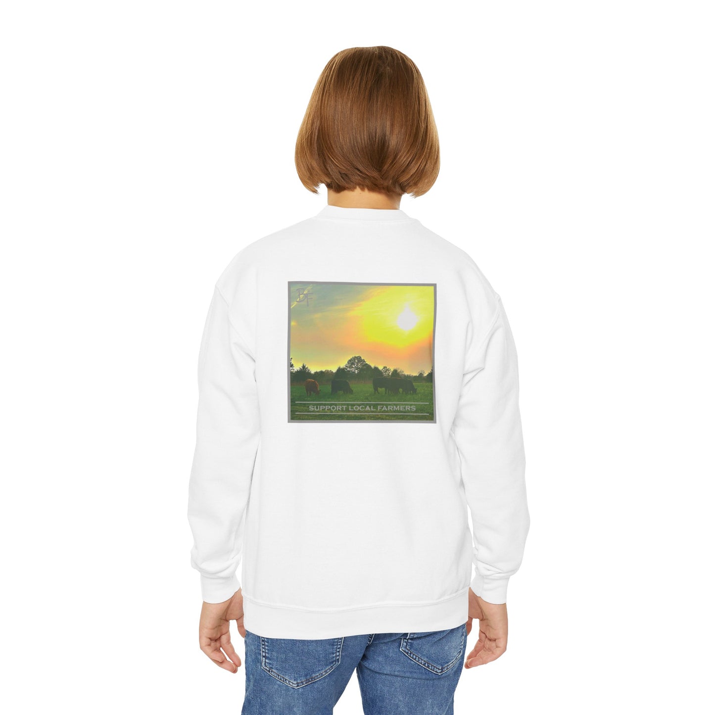 Support Local Farmers Kids Crewneck Sweatshirt