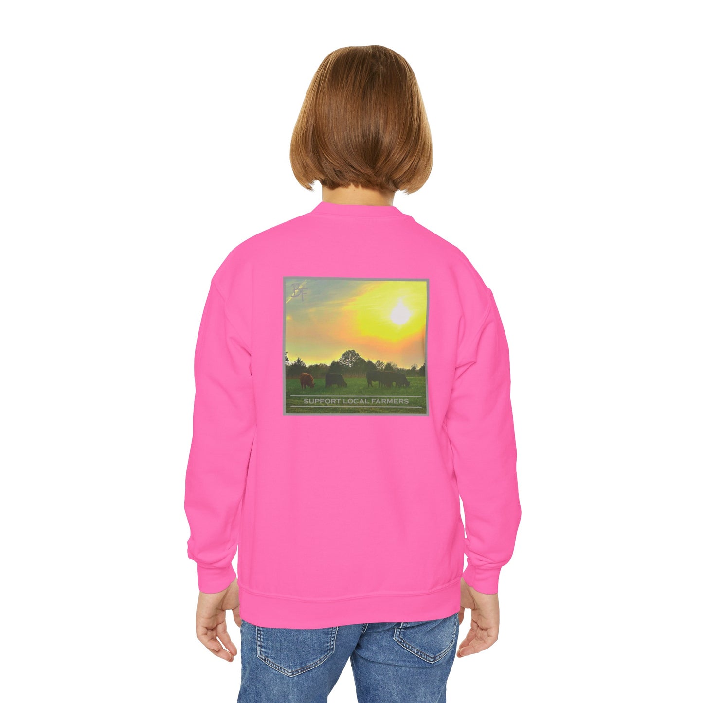 Support Local Farmers Kids Crewneck Sweatshirt