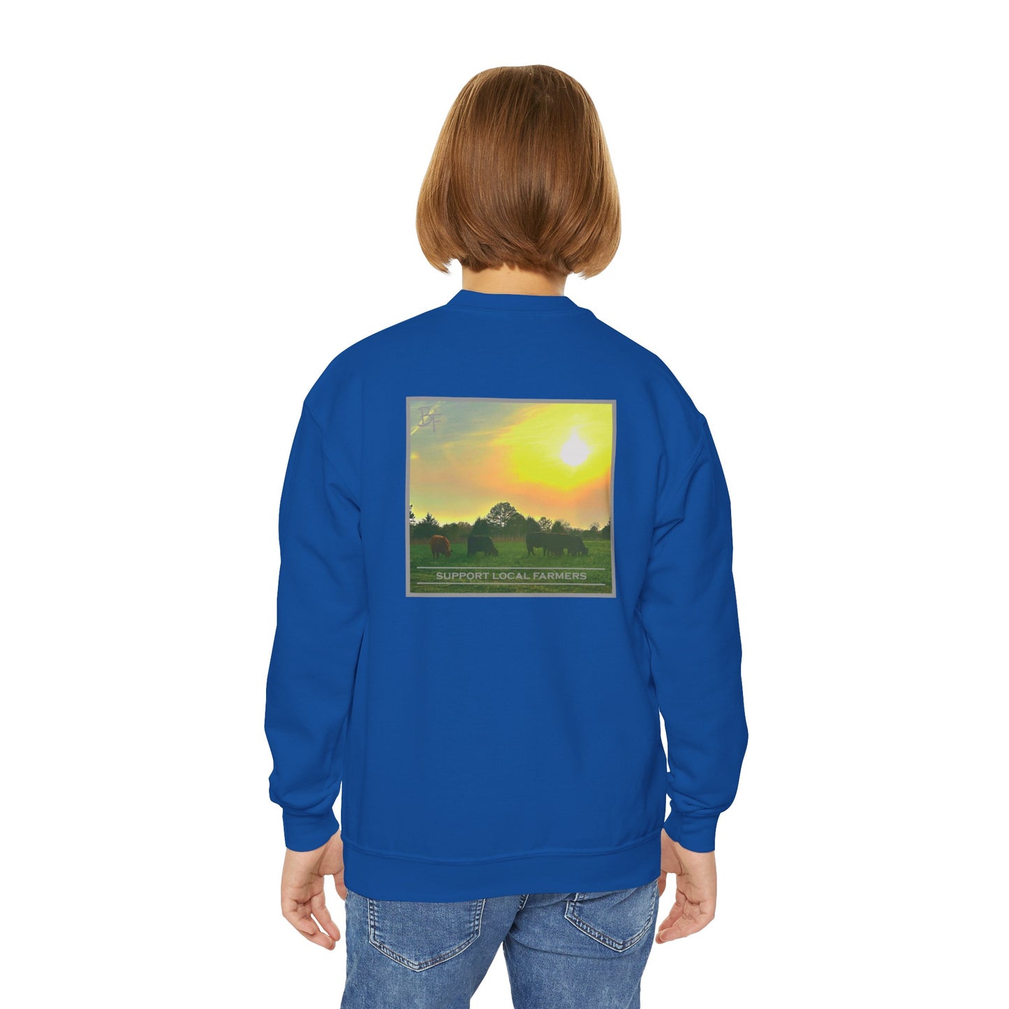 Support Local Farmers Kids Crewneck Sweatshirt