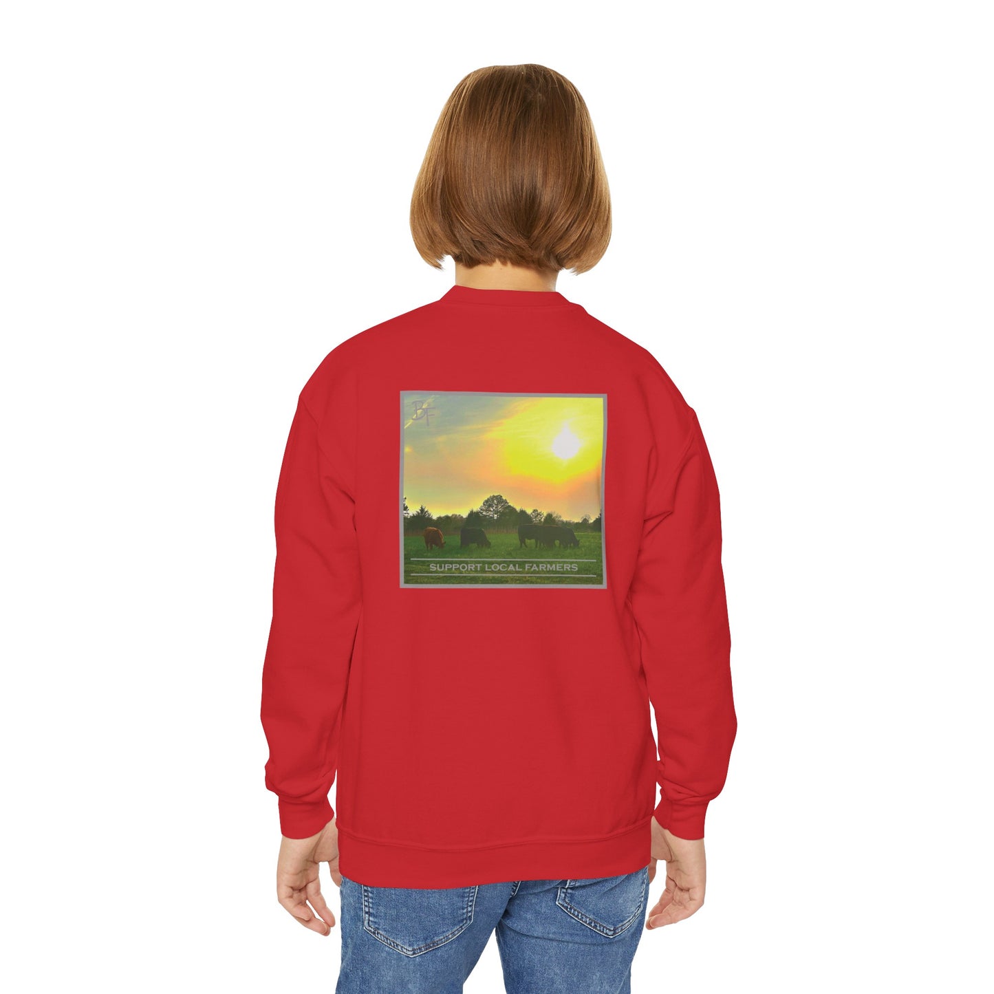 Support Local Farmers Kids Crewneck Sweatshirt