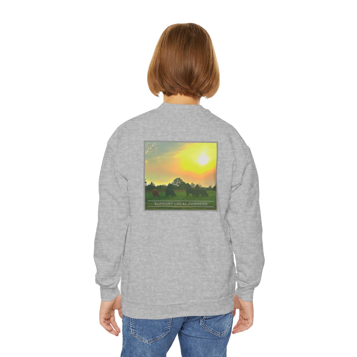 Support Local Farmers Kids Crewneck Sweatshirt